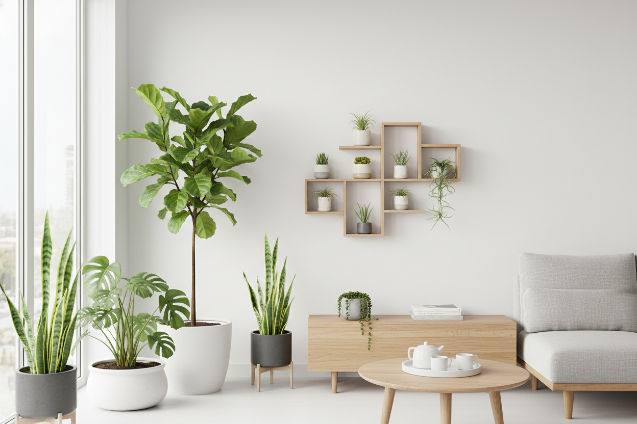 Minimalist botanical décor and curated greenery for a stylish, modern home.